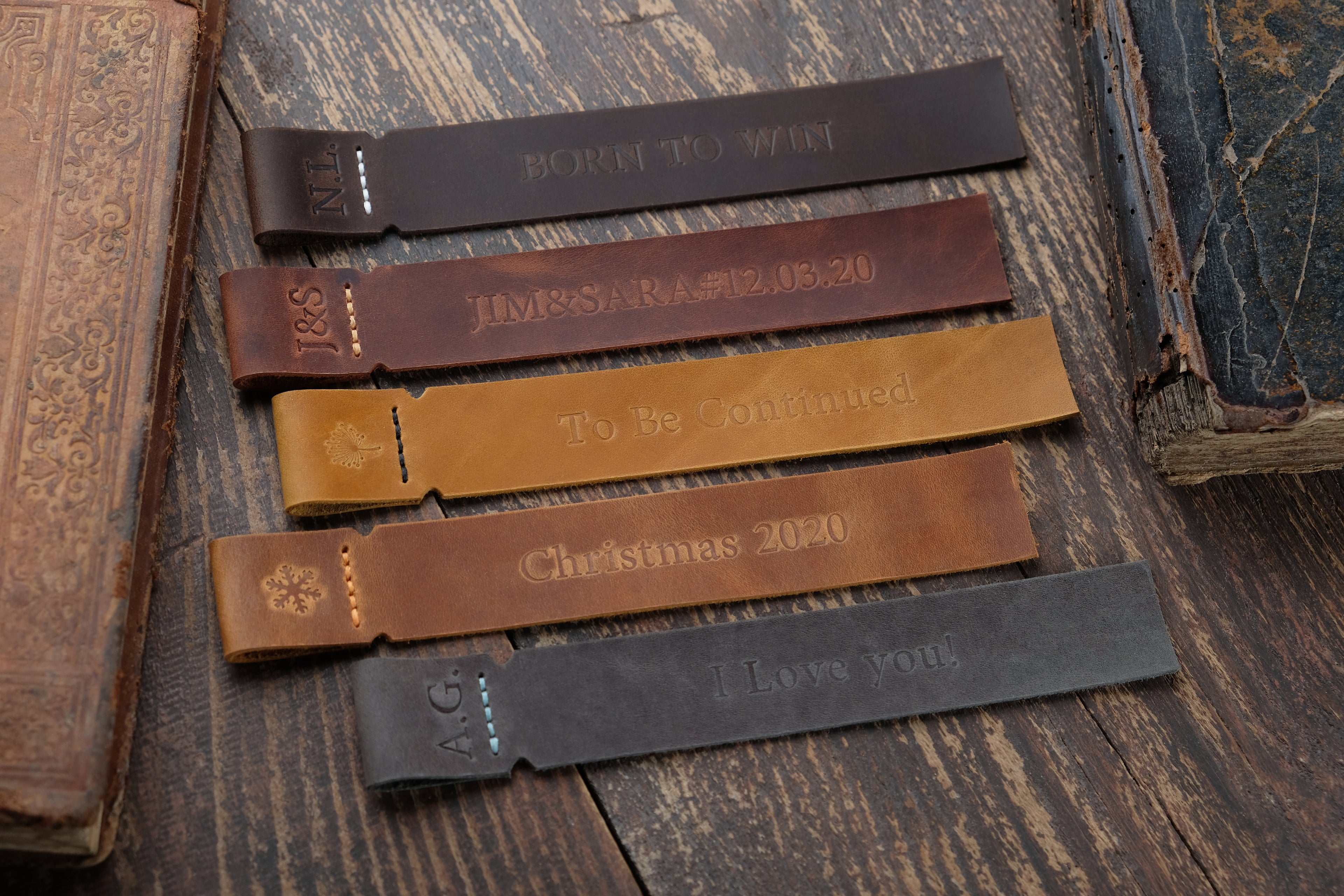 Personalized Leather Bookmark