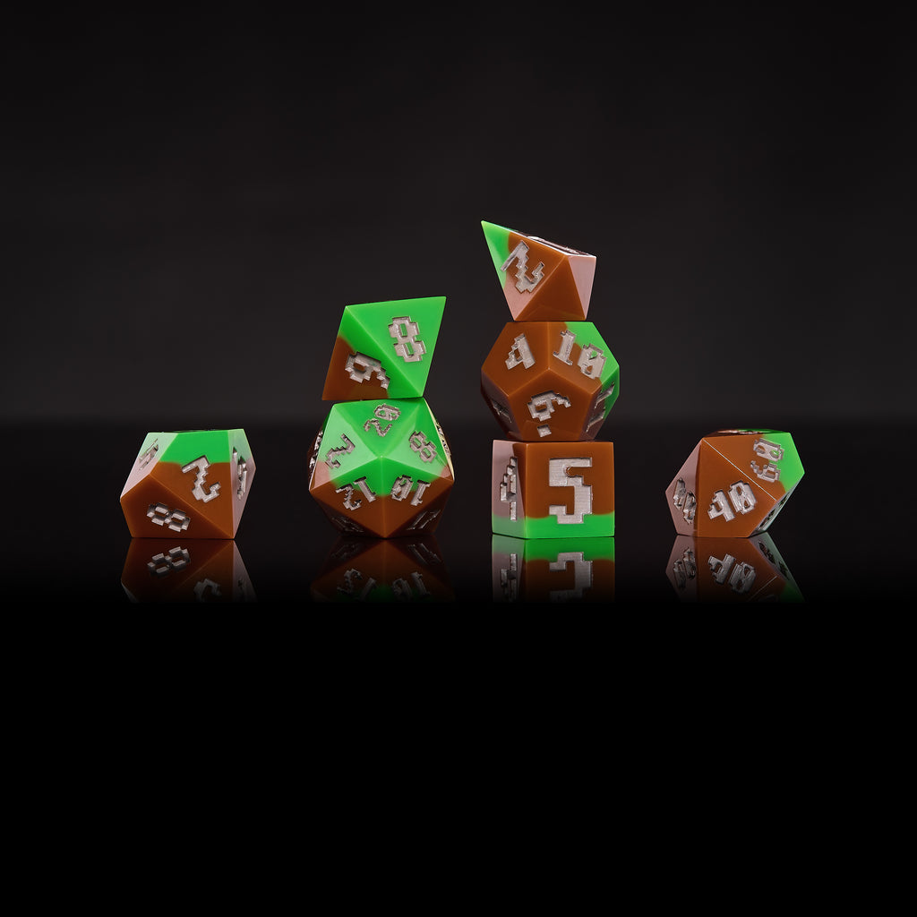 Grass Block Style DND Dice Set