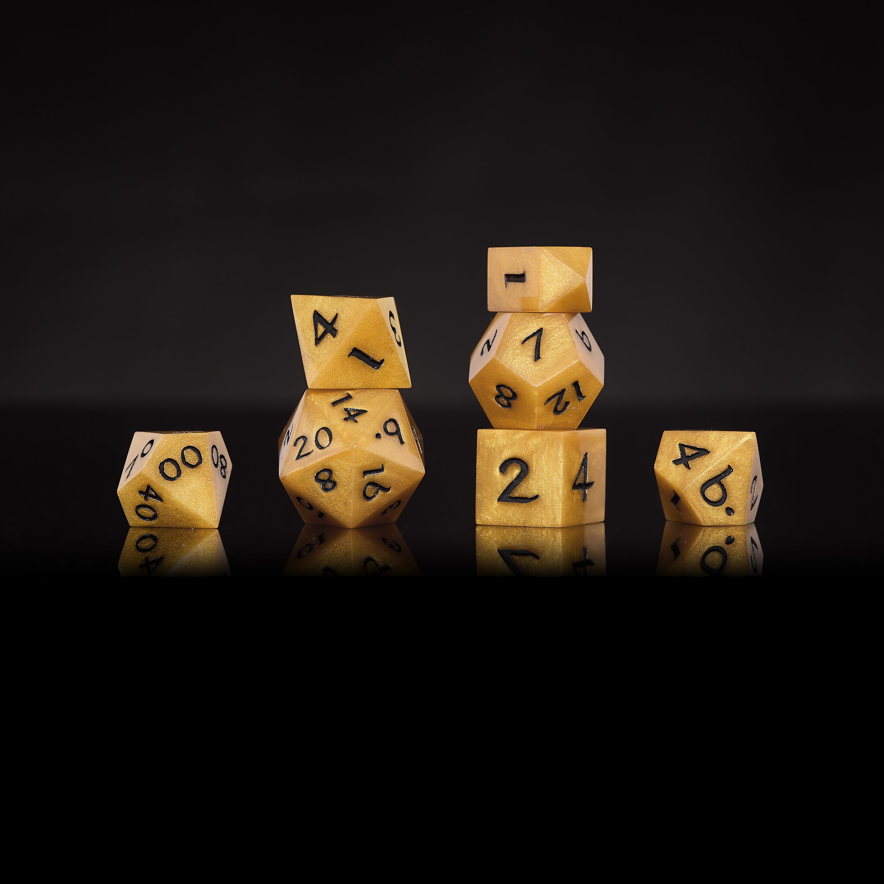 Golden Polyhedral Dice Set: Resin DnD RPG Dice