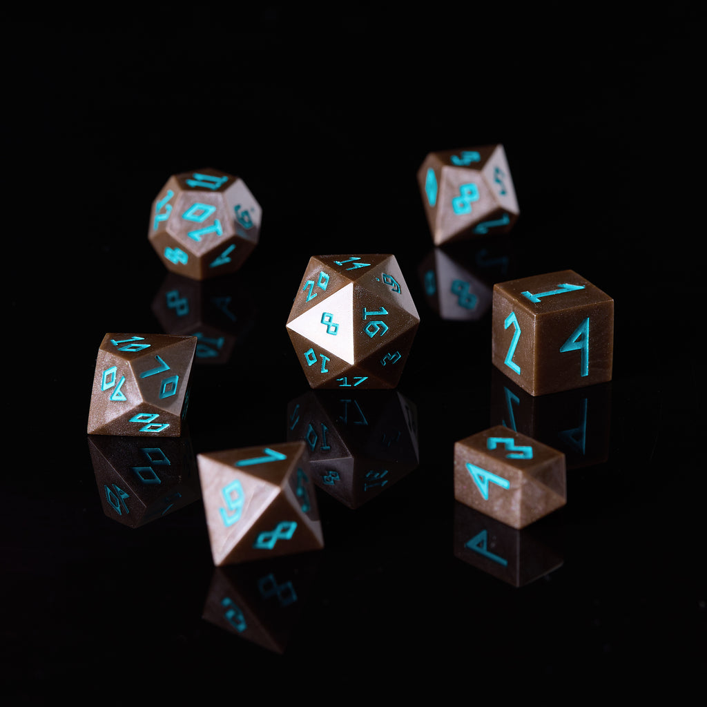 Nordic Style DnD Dice set, DnD Leather dice tray, Dice DnD Vault, Dice Box