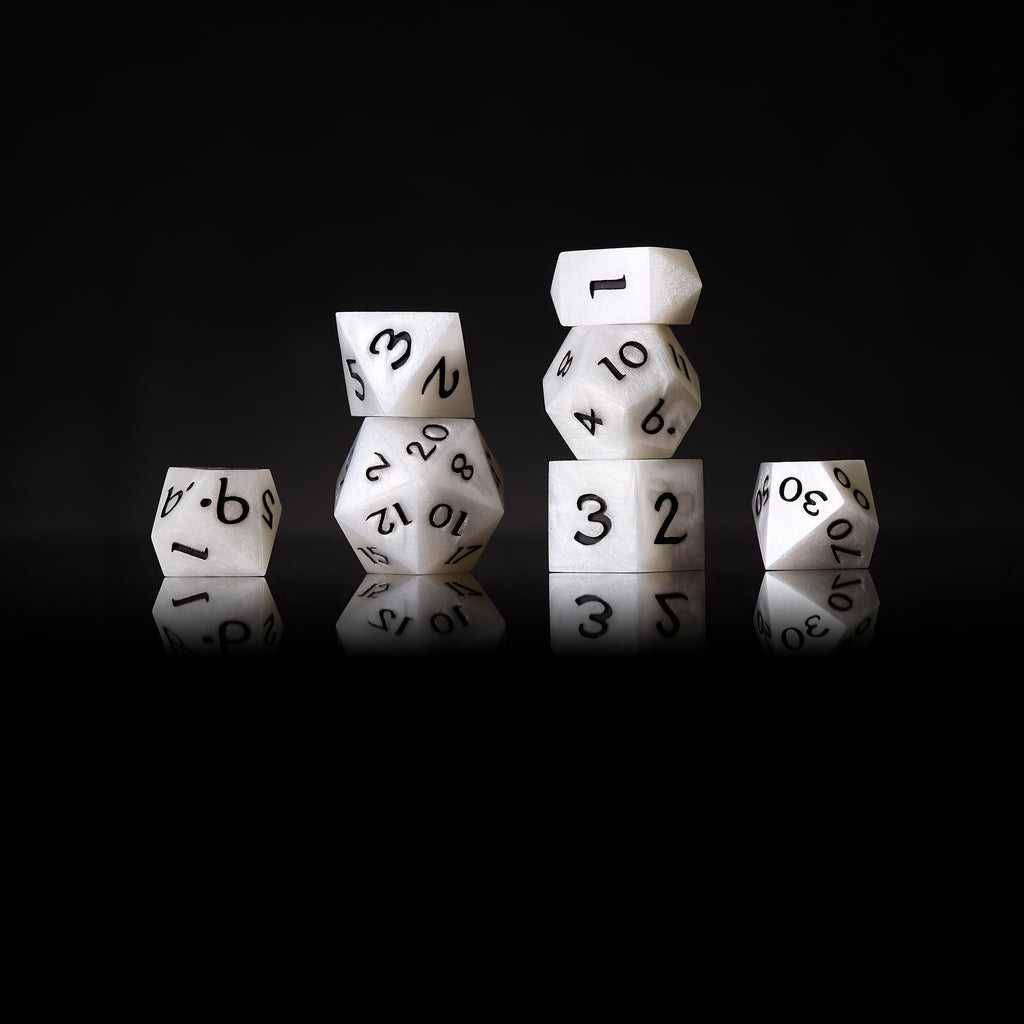 Golden Polyhedral Dice Set: Resin DnD RPG Dice