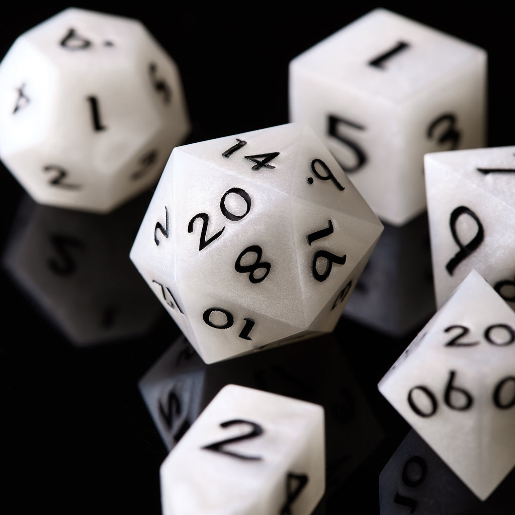 Golden Polyhedral Dice Set: Resin DnD RPG Dice