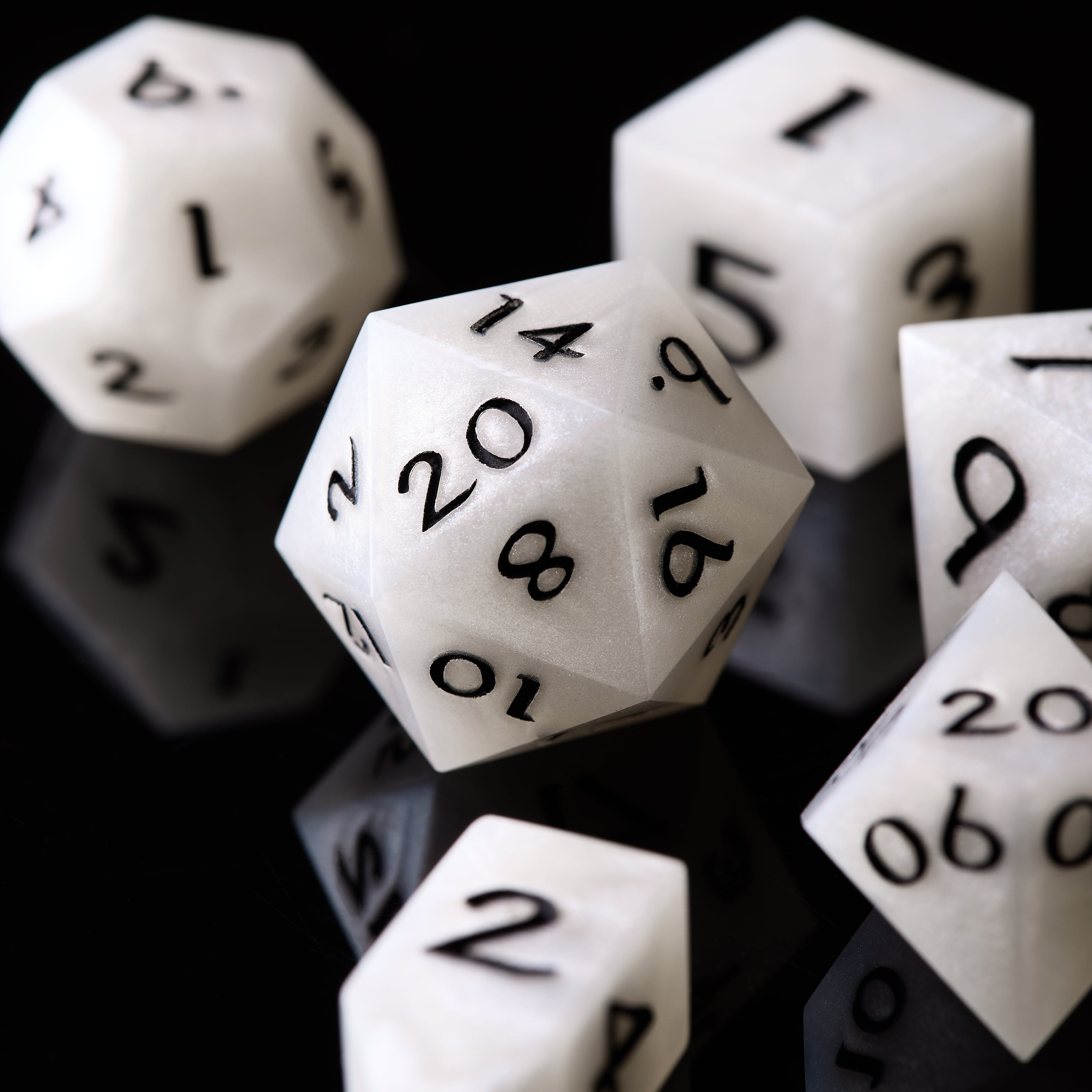 Golden Polyhedral Dice Set: Resin DnD RPG Dice