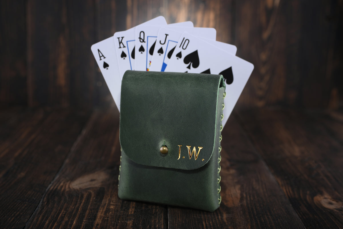 Personalized Leather Playing Card Case