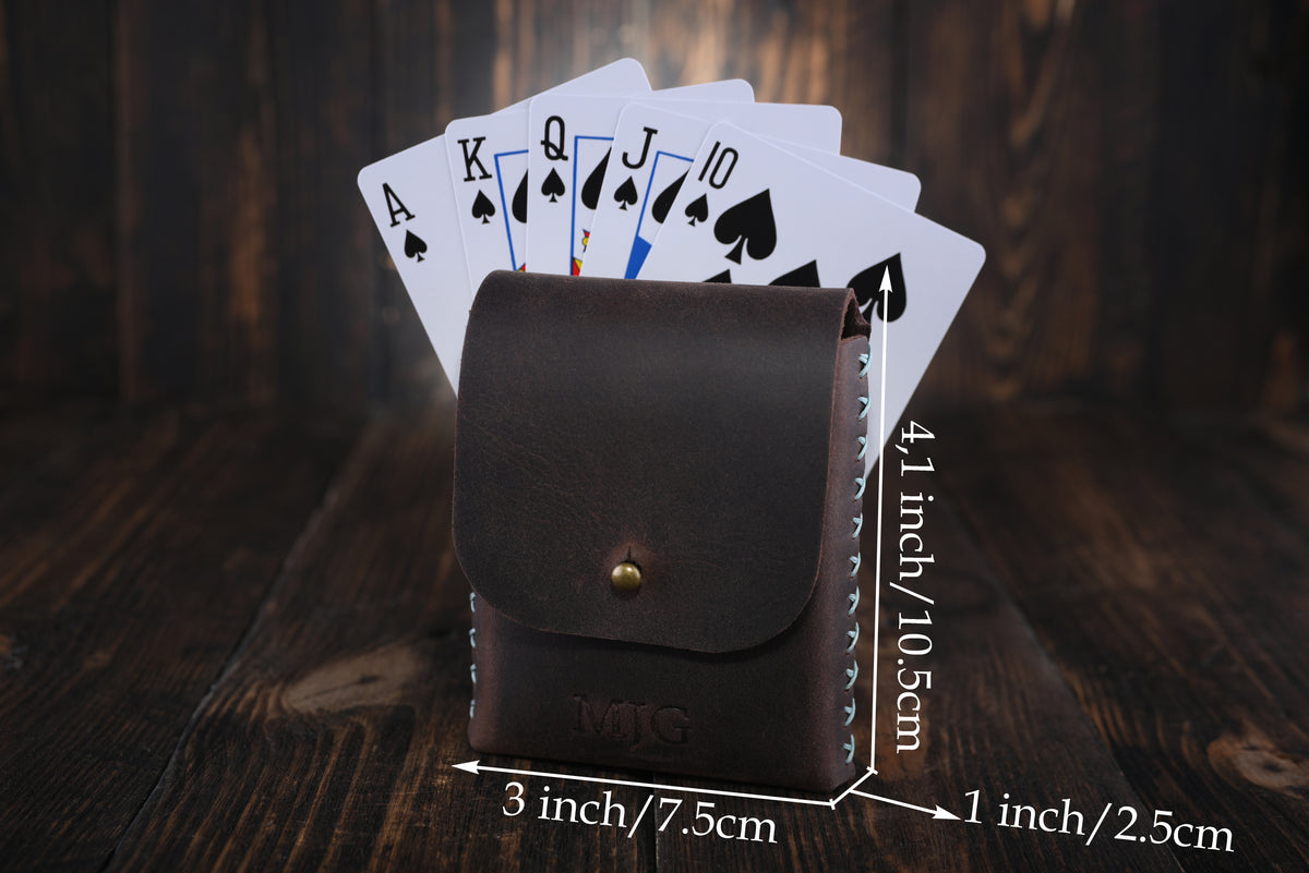 Personalized Leather Playing Card Case